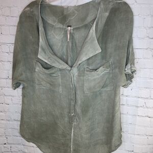 Free People We The Free Batwing Burnout Shirt Sage Green Size S